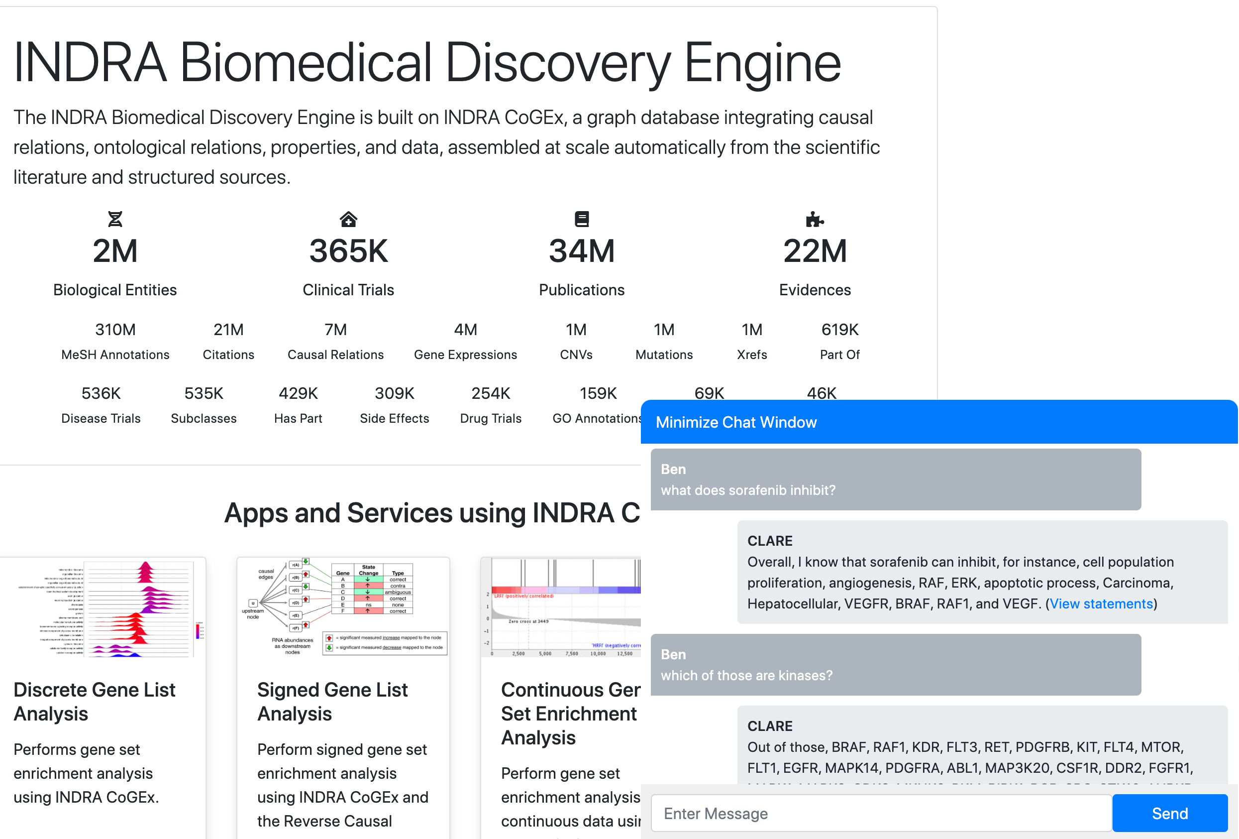 INDRA Biomedical Discovery Engine